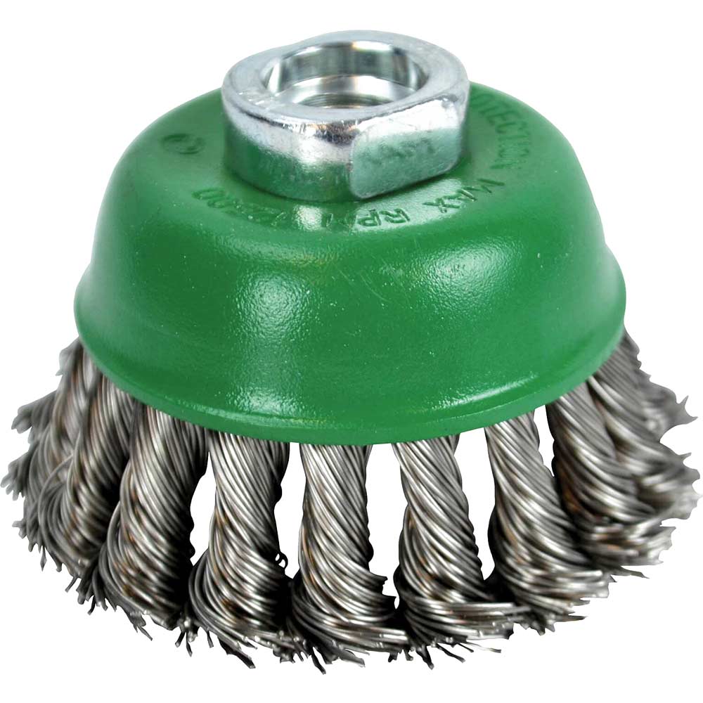 Faithfull Twist Knot 0.5mm Stainless Steel Wire Cup Brush 65mm M14 Thread