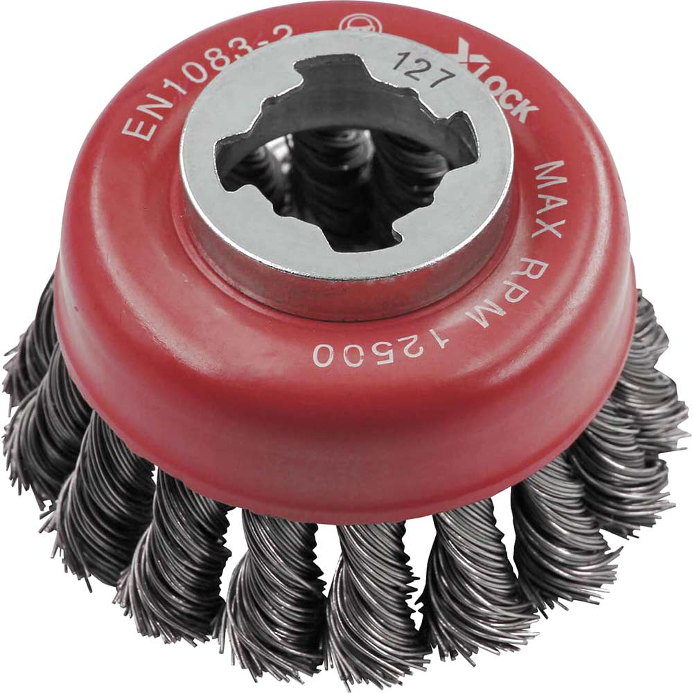 Faithfull X Lock Twist Knot 0.5mm Steel Wire Cup Brush 75mm X-Lock