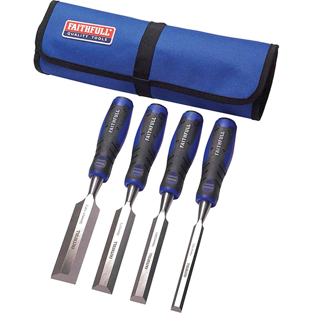 Image of Faithfull 4 Piece Bevelled Wood Chisel Set