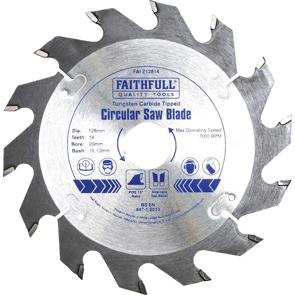 Faithfull Fast Rip TCT Circular Saw Blade 128mm 14T 20mm