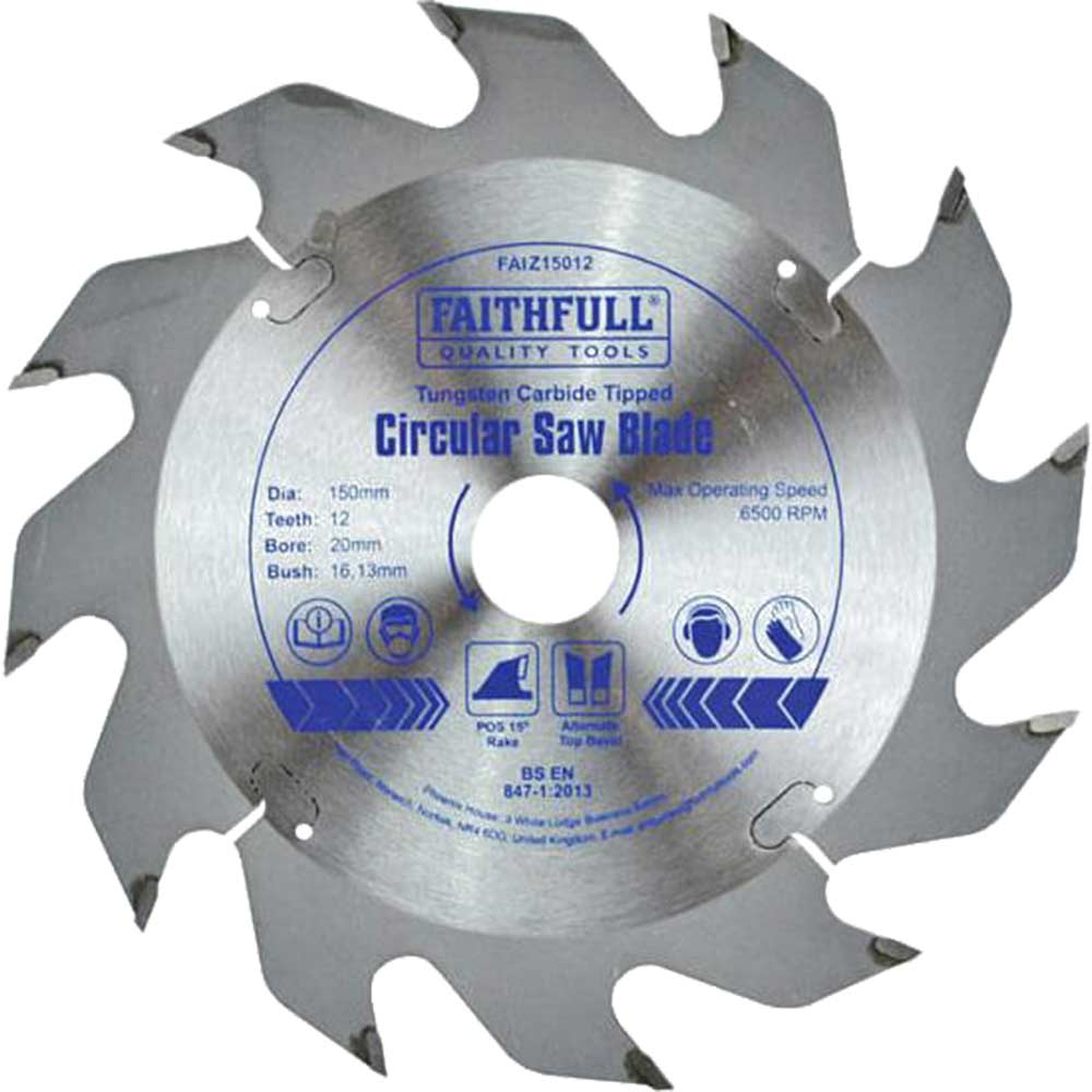 Faithfull Fast Rip TCT Circular Saw Blade 150mm 12T 20mm