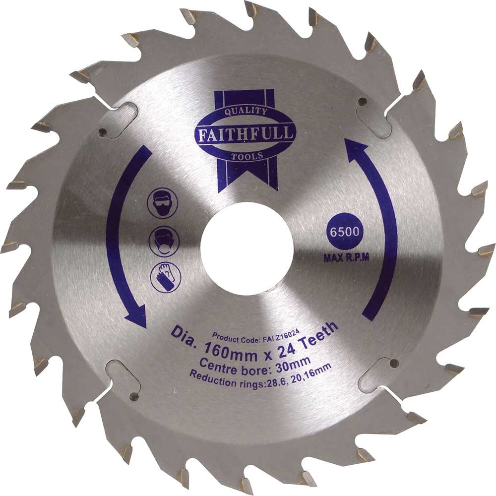 Faithfull Fast Rip TCT Circular Saw Blade 160mm 24T 30mm