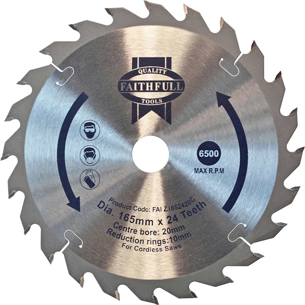 Faithfull TCT Cordless Circular Trimsaw Blade 165mm 24T 20mm