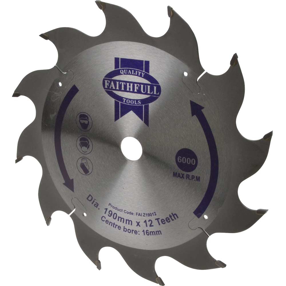 Faithfull Fast Rip TCT Circular Saw Blade 190mm 12T 16mm