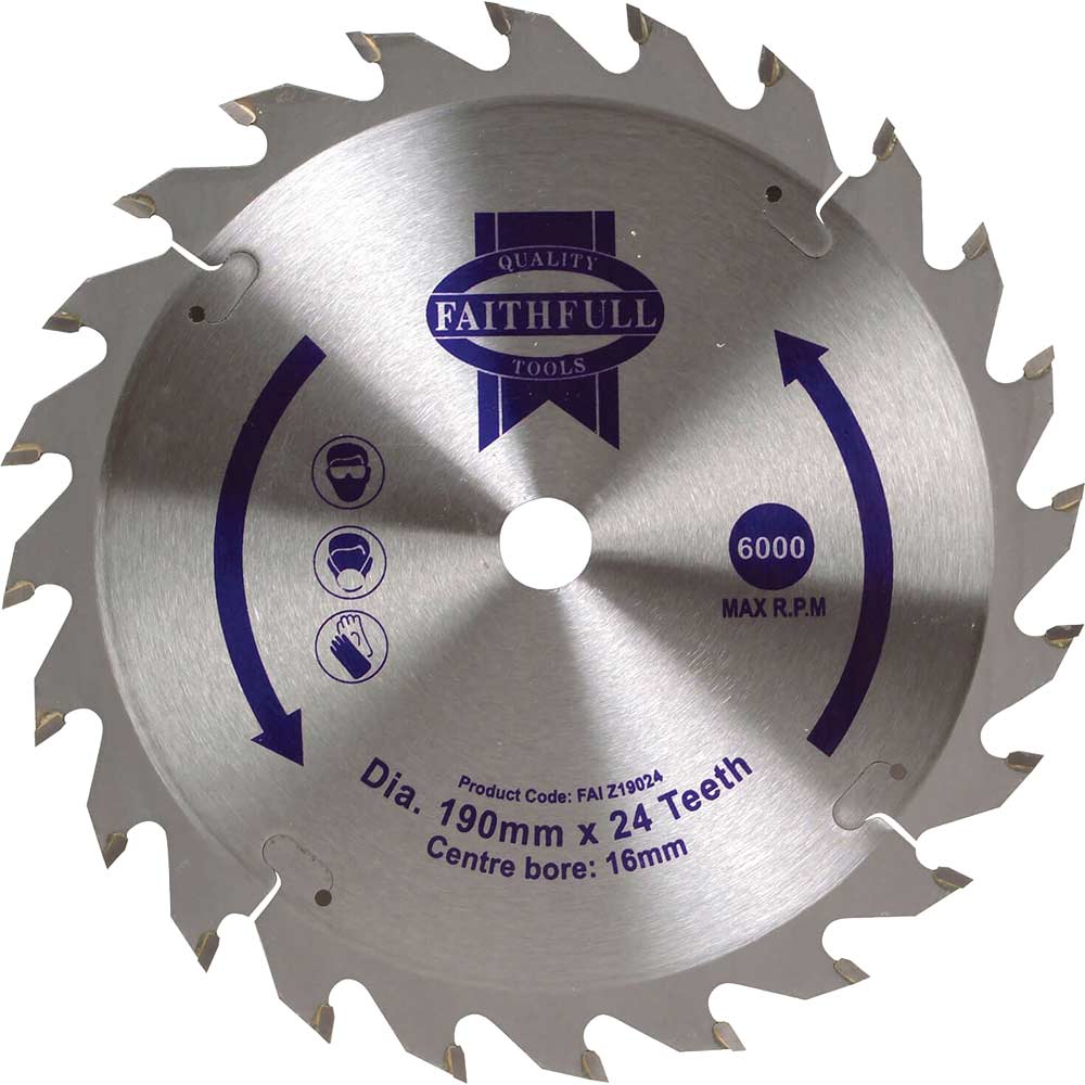 Faithfull Fast Rip TCT Circular Saw Blade 190mm 24T 16mm