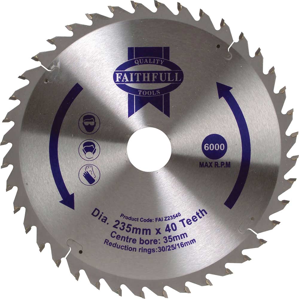 Faithfull Fine Cross Cut TCT Circular Saw Blade 235mm 40T 35mm