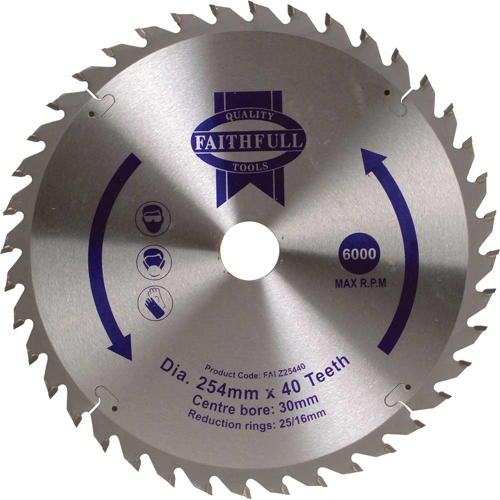 Faithfull Fine Cross Cut TCT Circular Saw Blade 254mm 40T 30mm