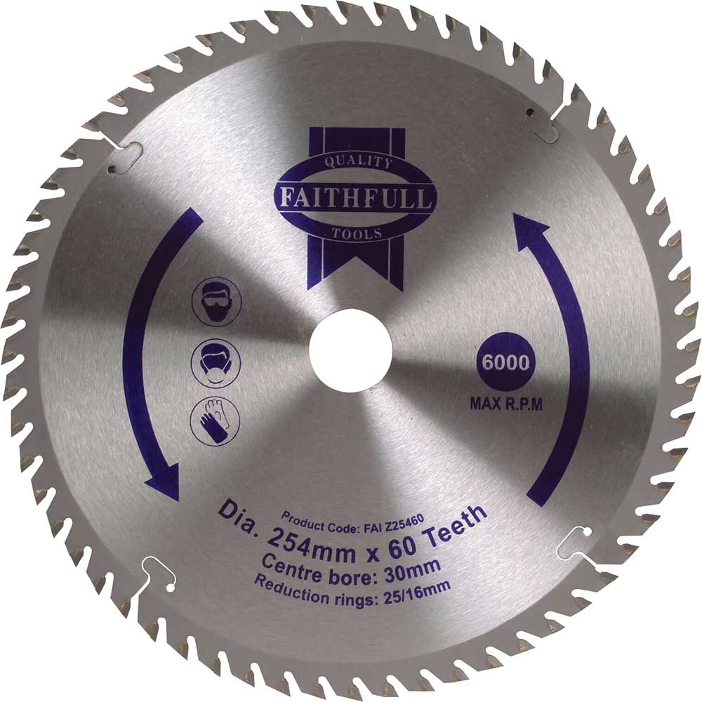Faithfull Fine Finish TCT Circular Saw Blade 254mm 60T 30mm