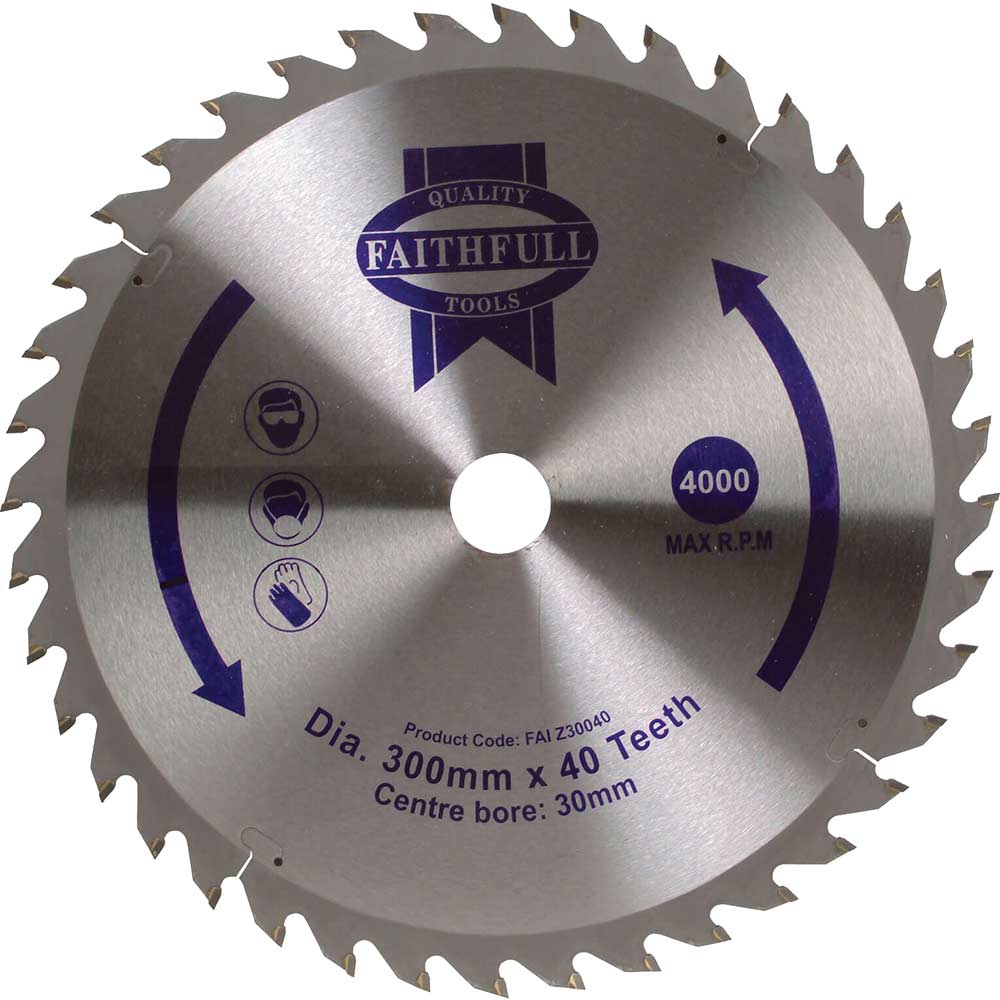 Faithfull Fine Cross Cut TCT Circular Saw Blade 300mm 40T 30mm