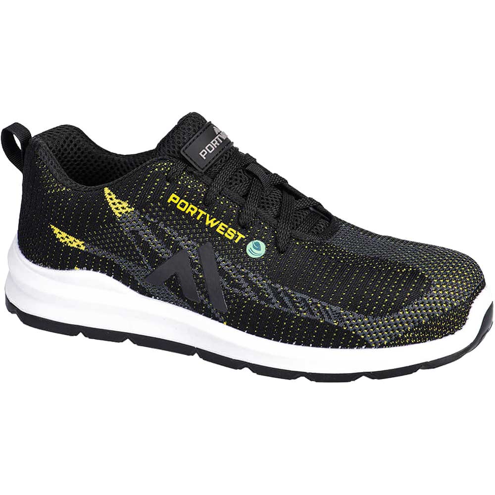 Portwest Eco Fly Composite Safety Trainers Black / Yellow Size 10