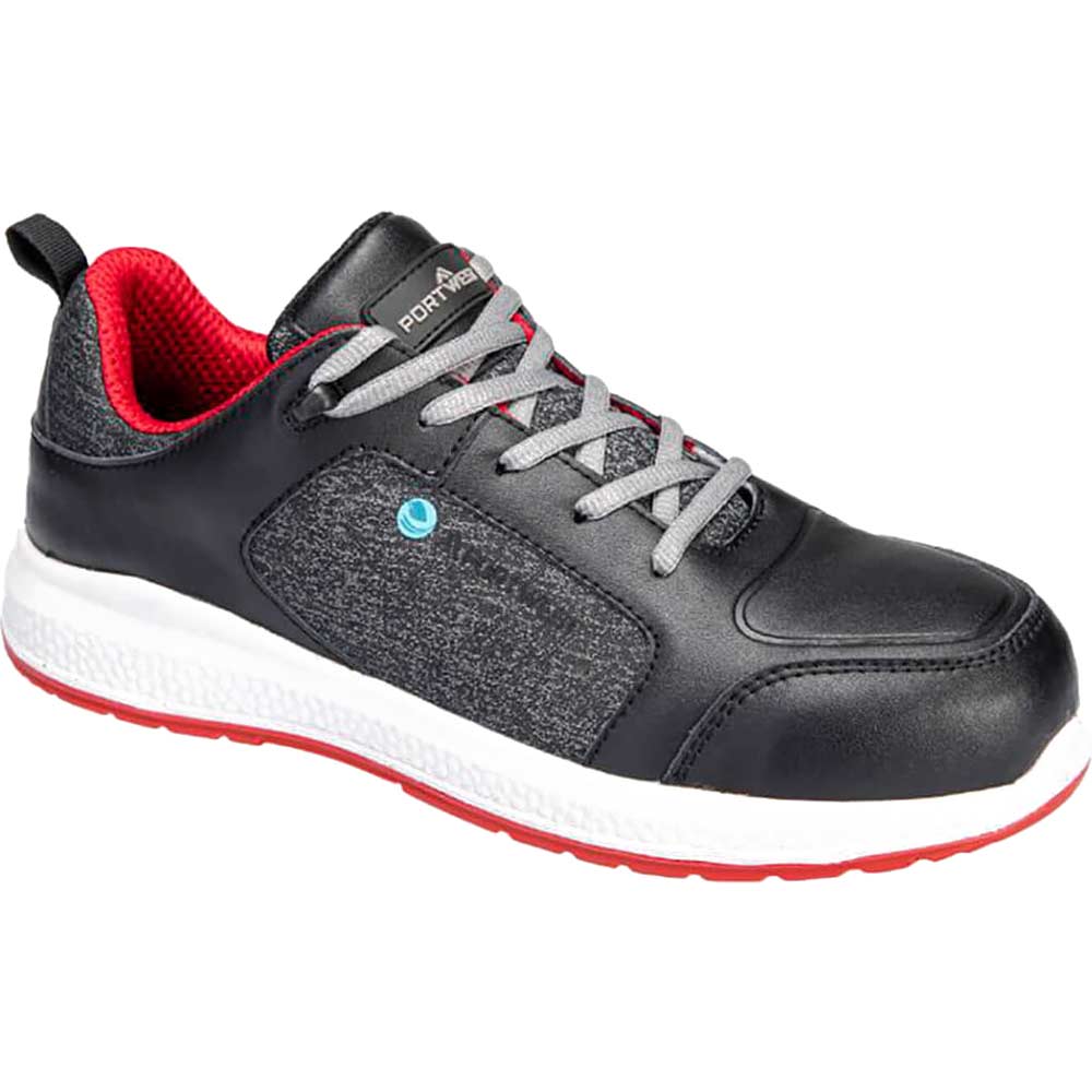 Portwest Eco Composite S3S Safety Trainers Black / Red Size 9