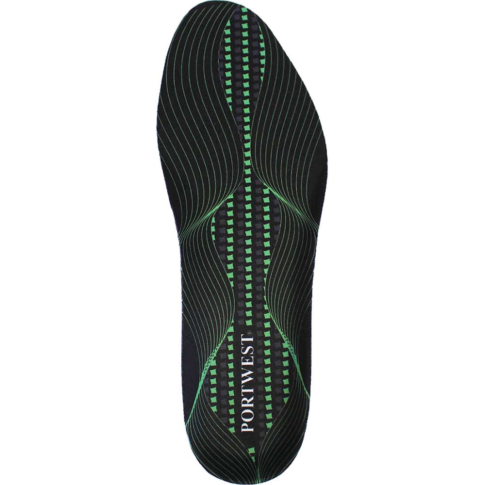 Portwest Arch Support Gel Cushion Insoles Black / Green M