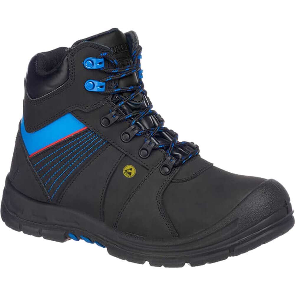 Portwest Compositelite Protector ESD Safety Boots Black / Blue Size 7