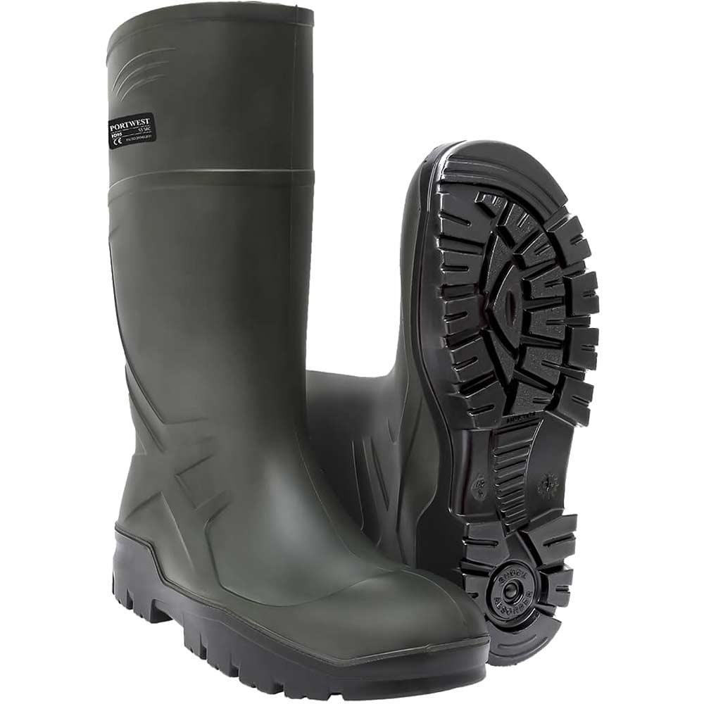 Portwest PU Non Safety Wellington Boots Green Size 10