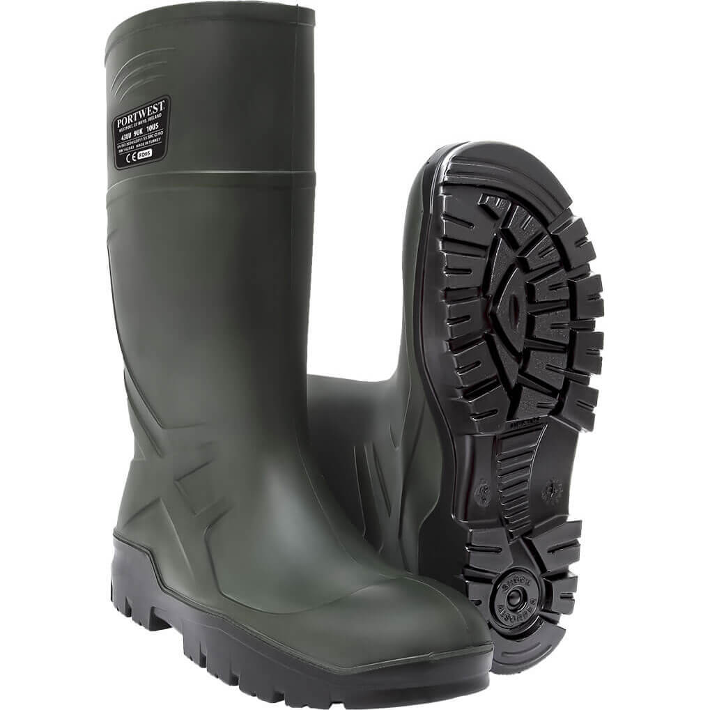 Portwest PU Safety Wellington Boots Green Size 10.5