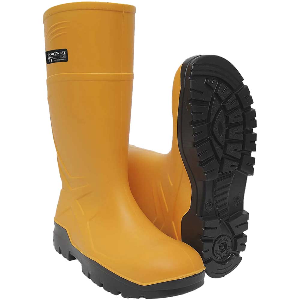 Image of Portwest PU Safety Wellington Boots Yellow Size 6.5