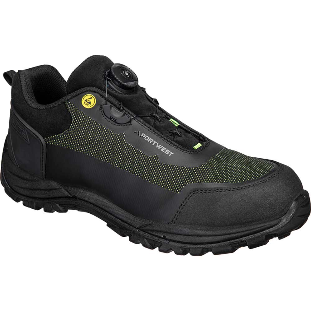 Portwest Girder Composite Low ESD Safety Shoes Black / Green Size 8