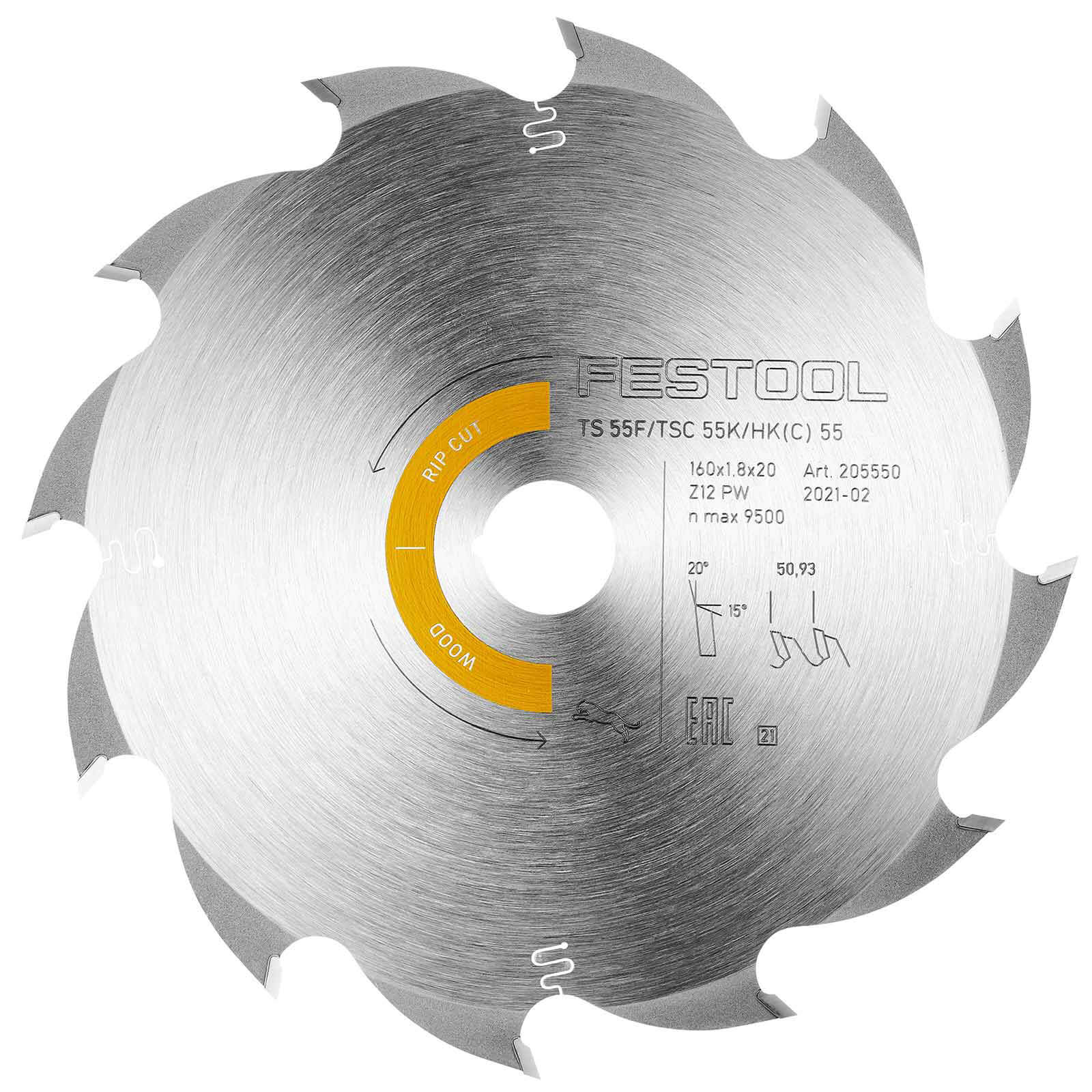 Photos - Power Tool Accessory Festool TS55 F Panther Wood Ripping Circular Saw Blade 160mm 160mm 12T 20m 