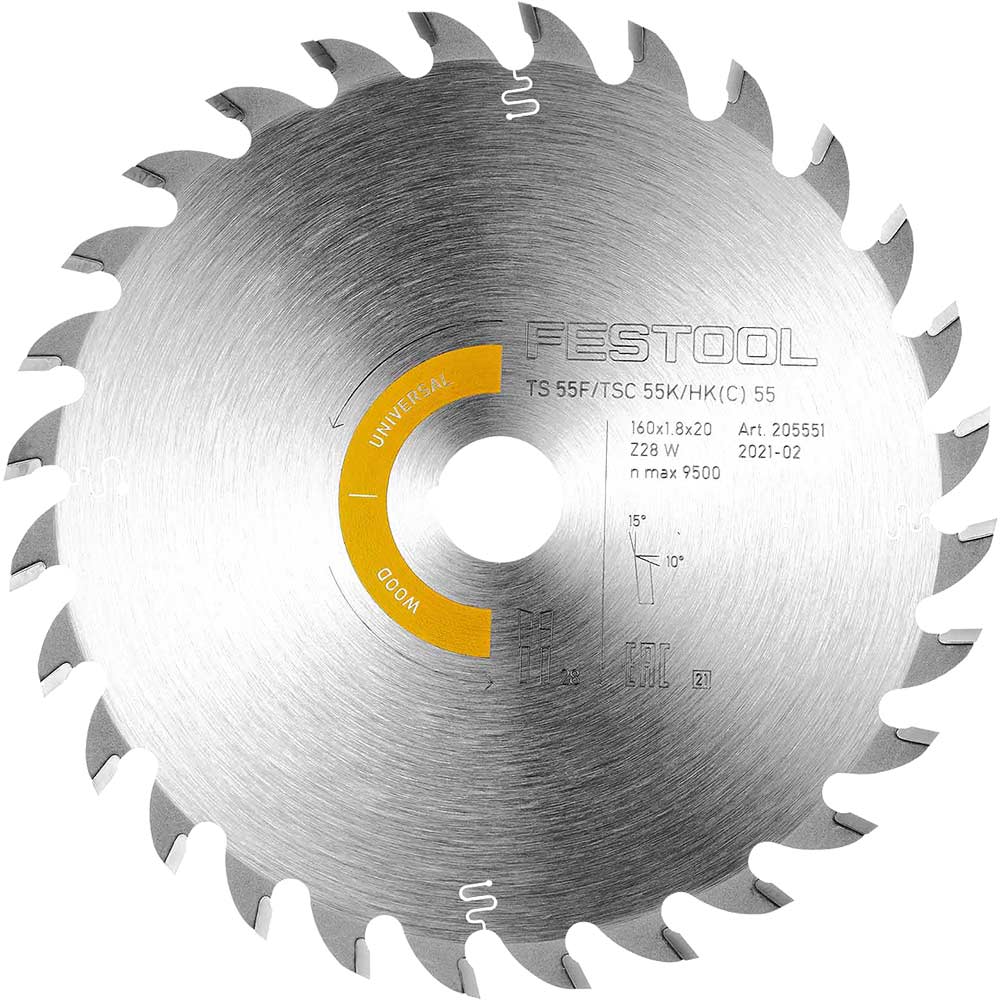 Festool TS55 F Wood Cutting Universal Circular Saw Blade 160mm 160mm 28T 20mm