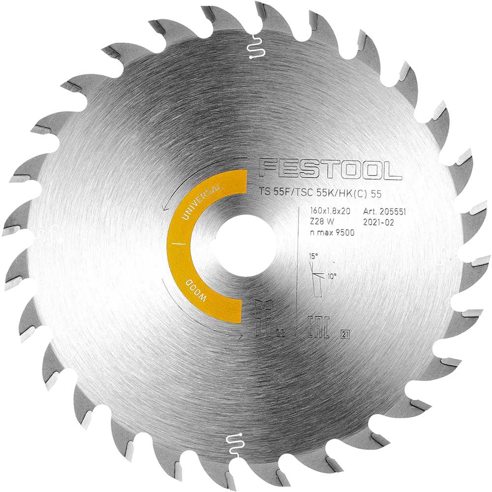 Image of Festool TS55 F Wood Cutting Universal Circular Saw Blade 160mm 160mm 28T 20mm