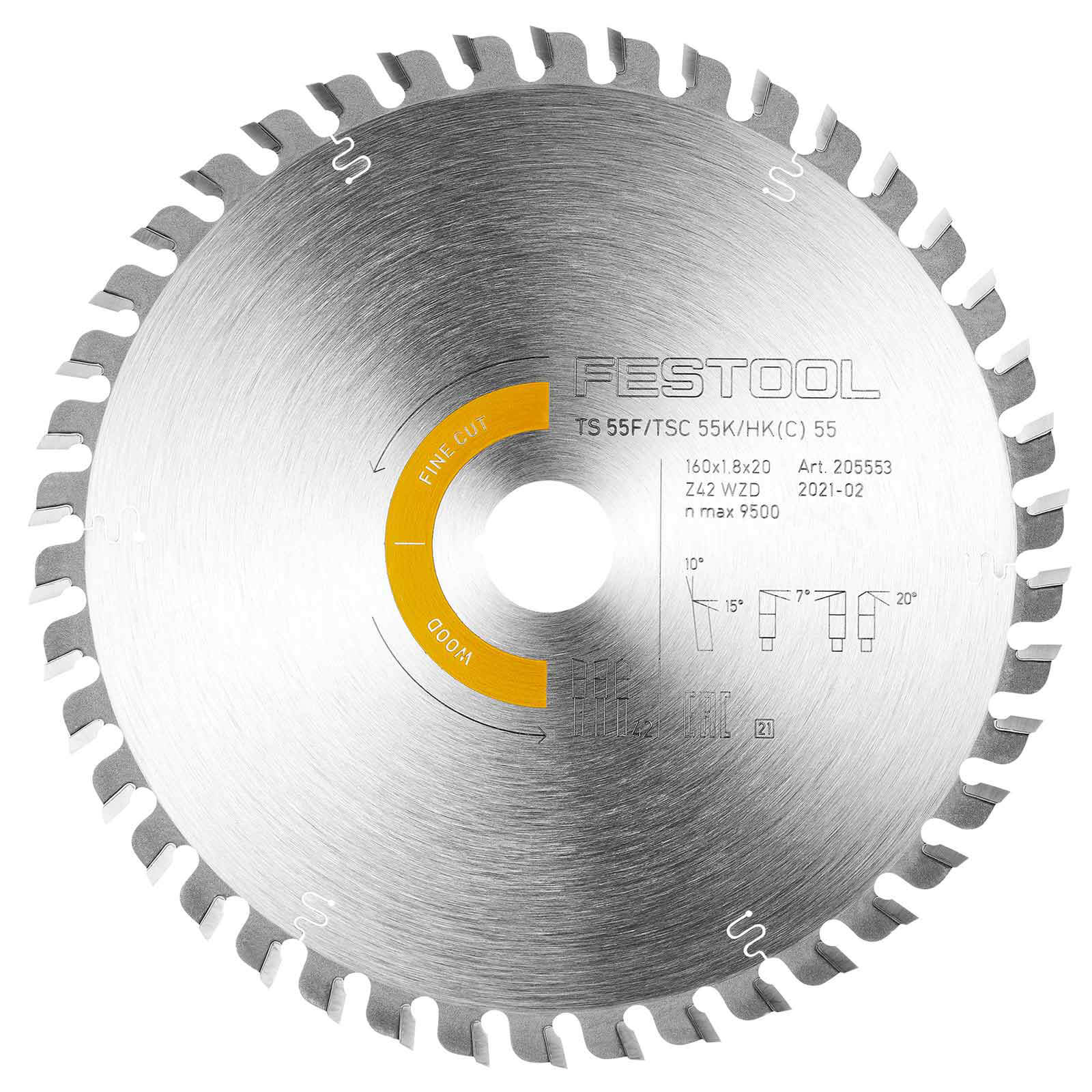 Image of Festool TS55 F Fine Cutting Wood Circular Saw Blade 160mm 160mm 42T 20mm