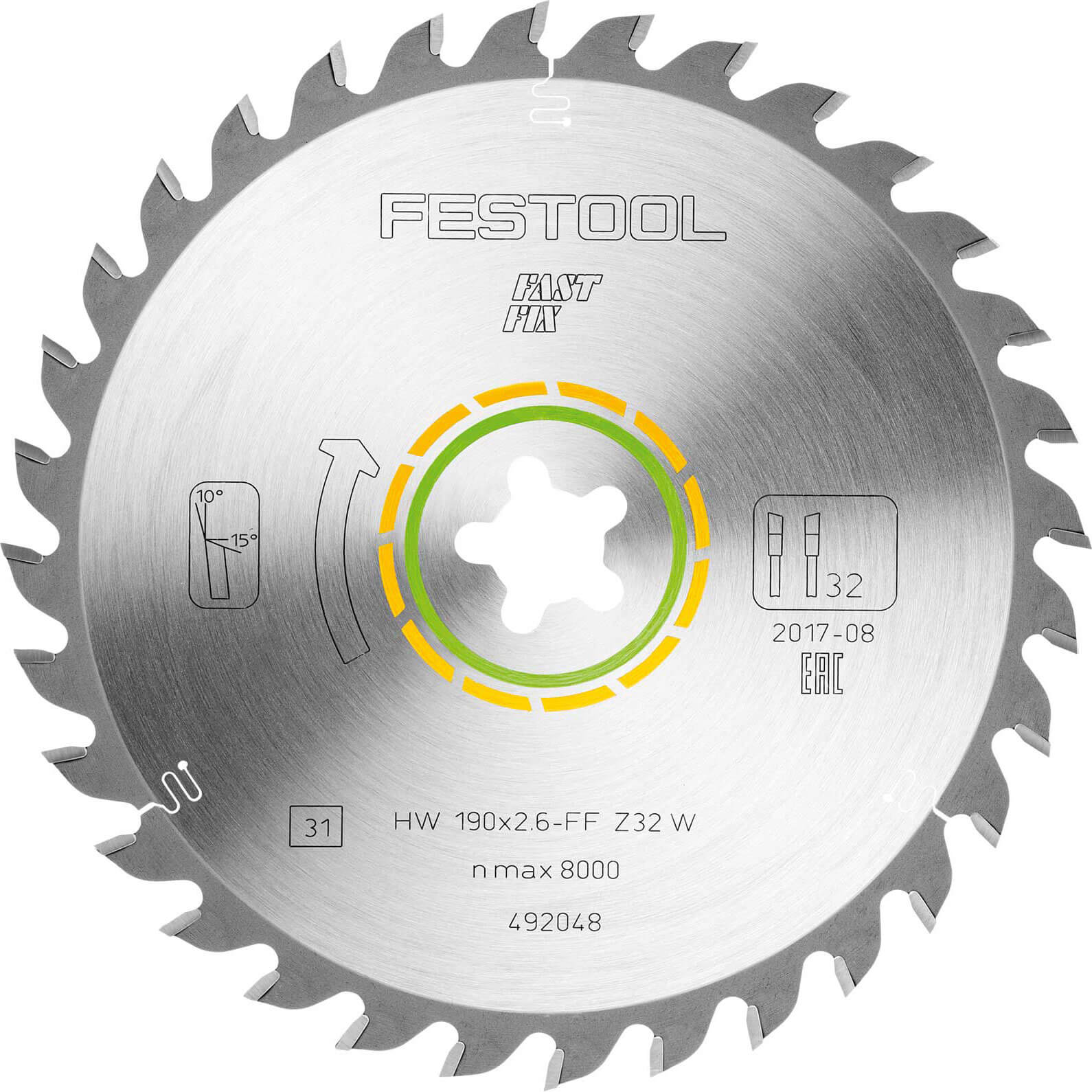 Photos - Power Tool Accessory Festool Universal Wood Cutting Circular Saw Blade 190mm 32T FastFix 492048 