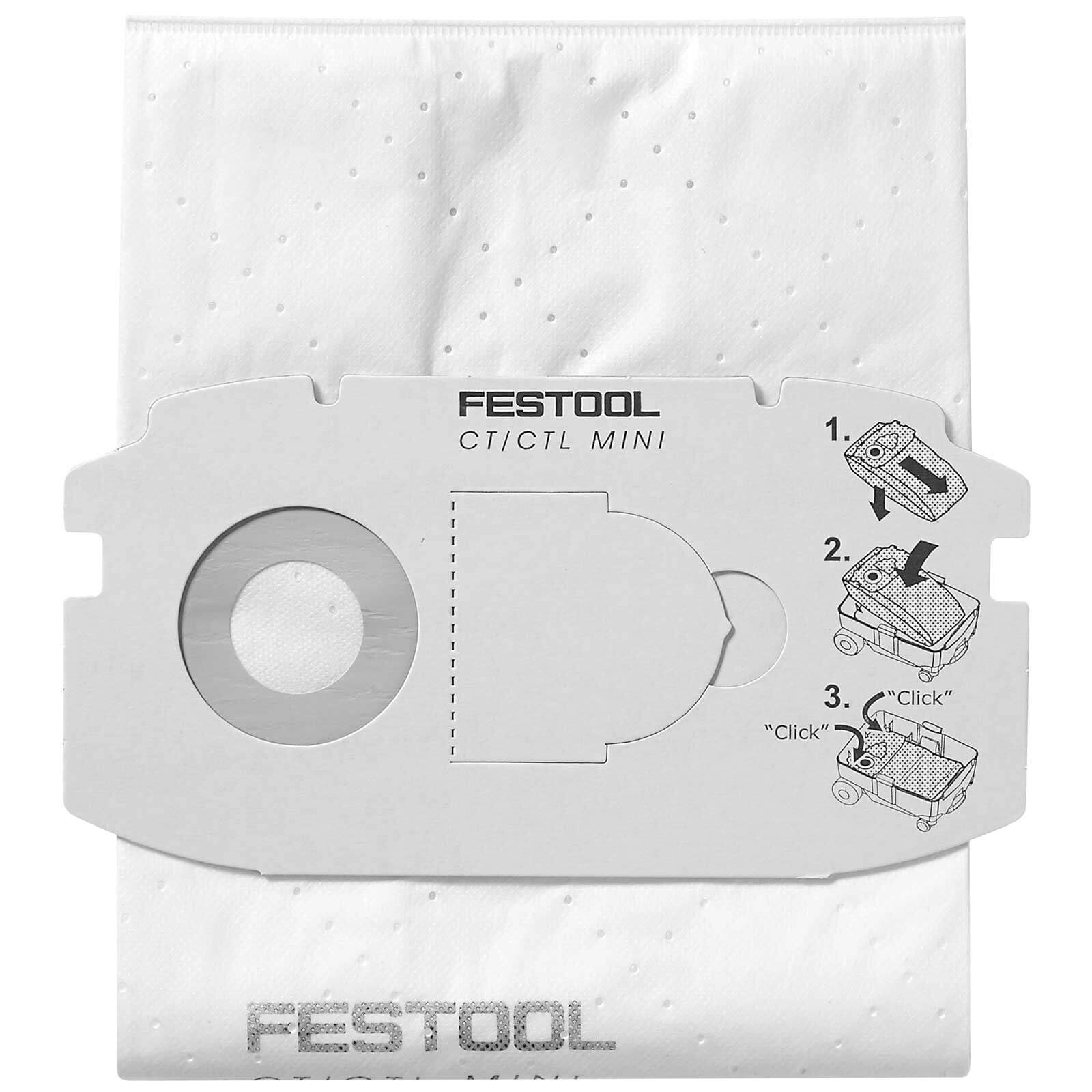 Image of Festool Sc-Fis-Ct Mini Self Clean Filter Bag Pack of 5
