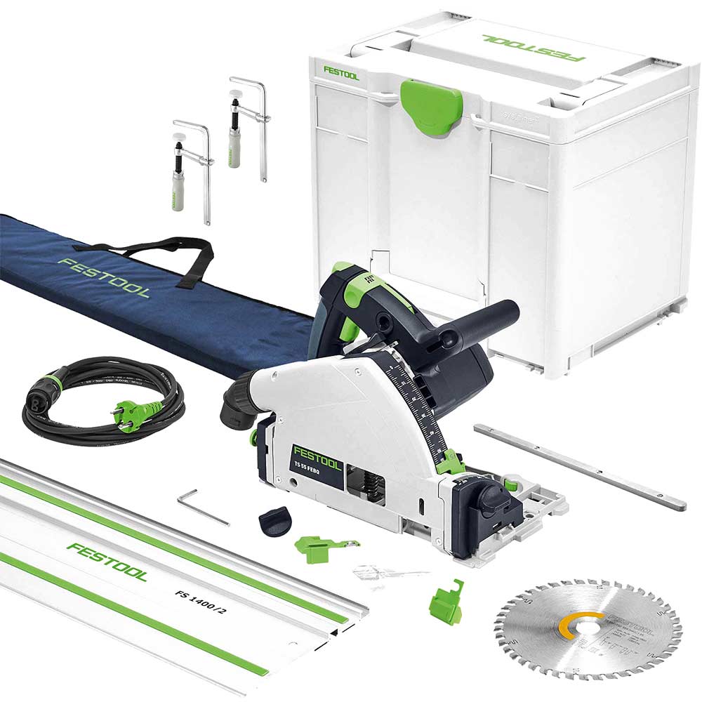 Photos - Power Saw Festool TS55 F EBQ Plunge Cut Circular Saw and Guide Rail Accessory Kit 24 