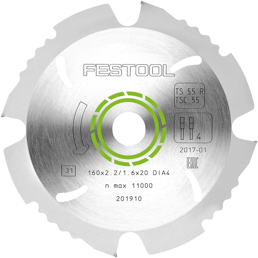 Image of Festool 160mm Cement and Gypsum Bonded Ciruclar Saw Blade 160mm 4T 20mm