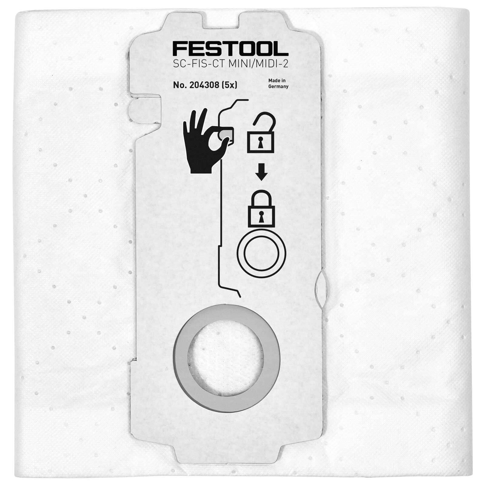 Image of Festool SC-FIS-CT Mini/Midi Self Clean Dust Extractor Filter Bag Pack of 5