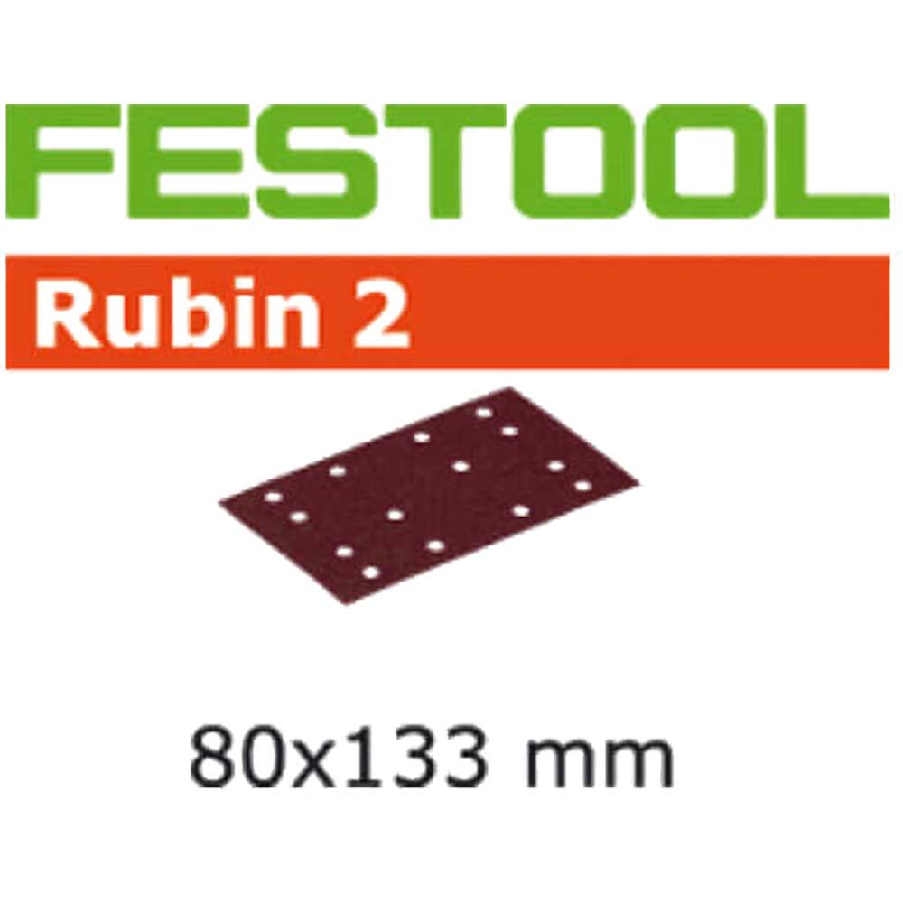 Image of Festool Rubin 2 StickFix Sanding Sheets for Wood 80 x 133mm 80mm x 133mm 120g Pack of 50