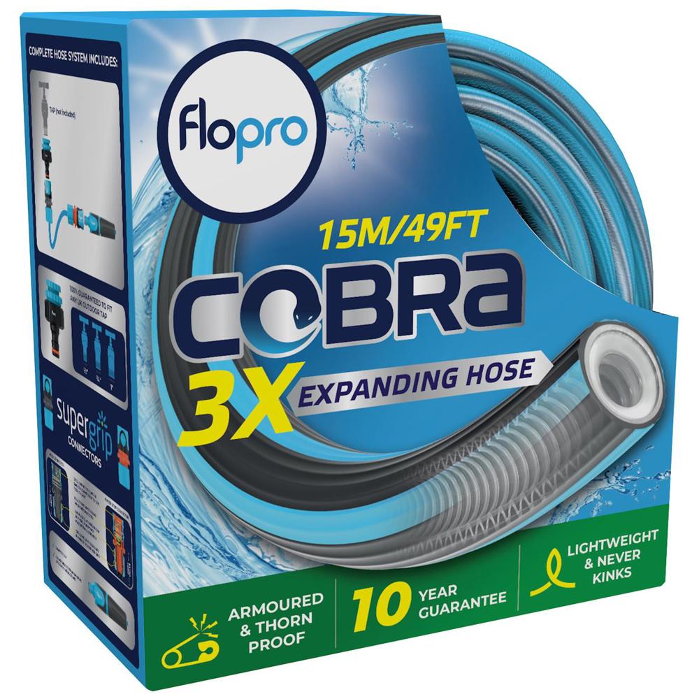 FloPro Cobra Expanding Hose Pipe Set 1/2" / 12.5mm 15m Blue & Grey