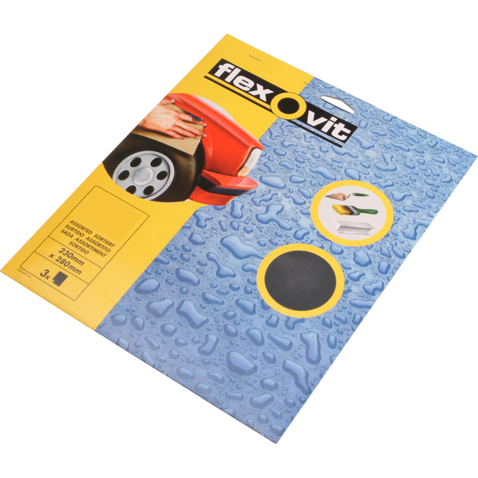 Image of Flexovit Waterproof Sandpaper Coarse Pack of 3