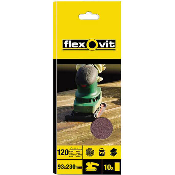 Image of Flexovit Clip On 1/3 Sanding Sheets 93mm x 230mm Coarse Pack of 10