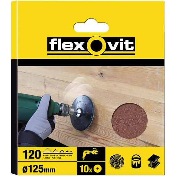 Image of Flexovit Drill Mount Sanding Discs 125mm 80g Pack of 10