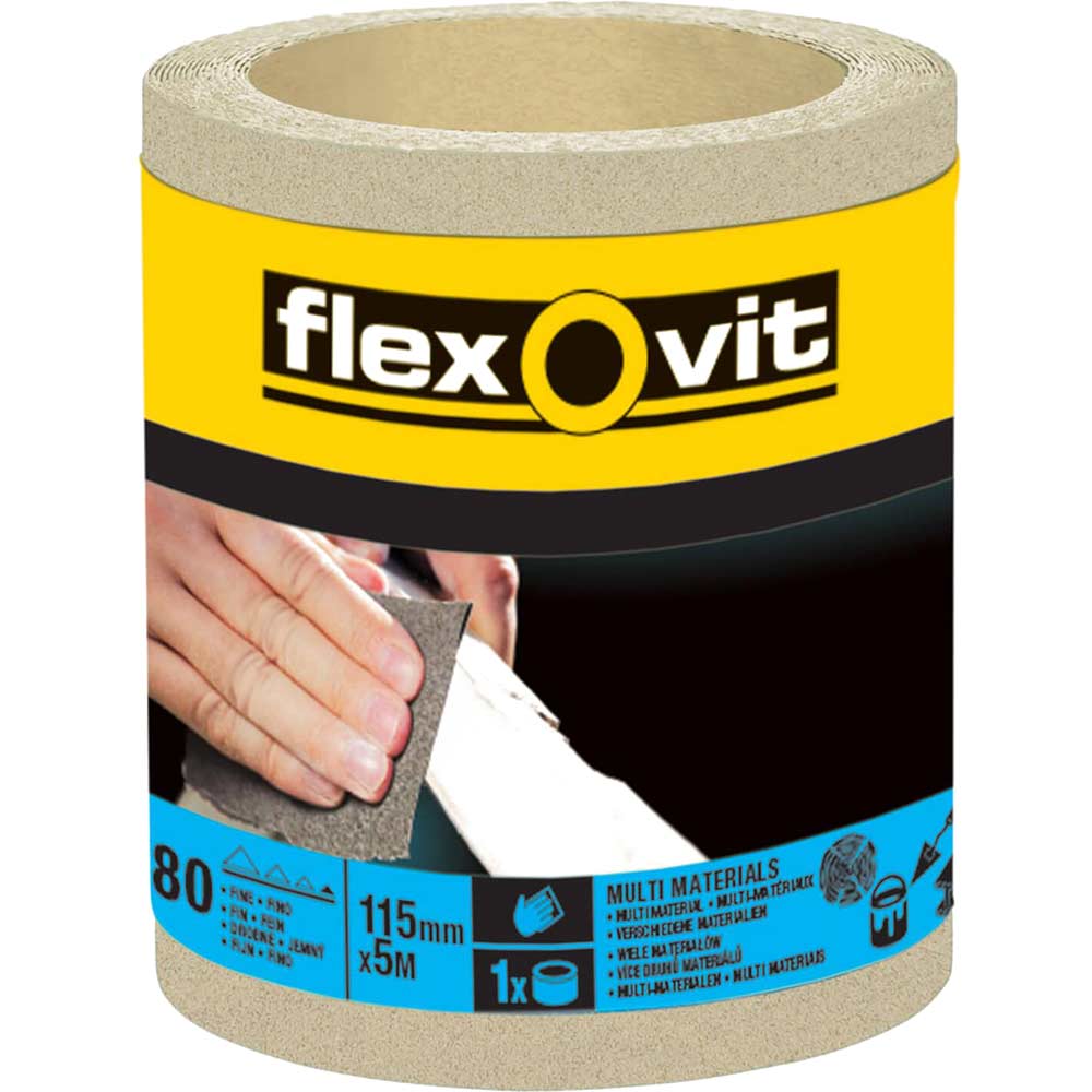 Image of Flexovit General Purpose Sanding Roll 115mm 5m 180g