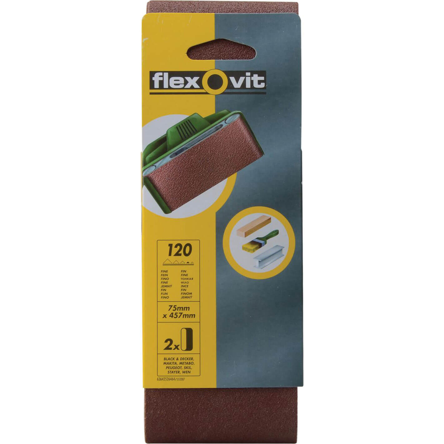 Image of Flexovit Sanding Belts 75 x 457mm 120g Pack of 2