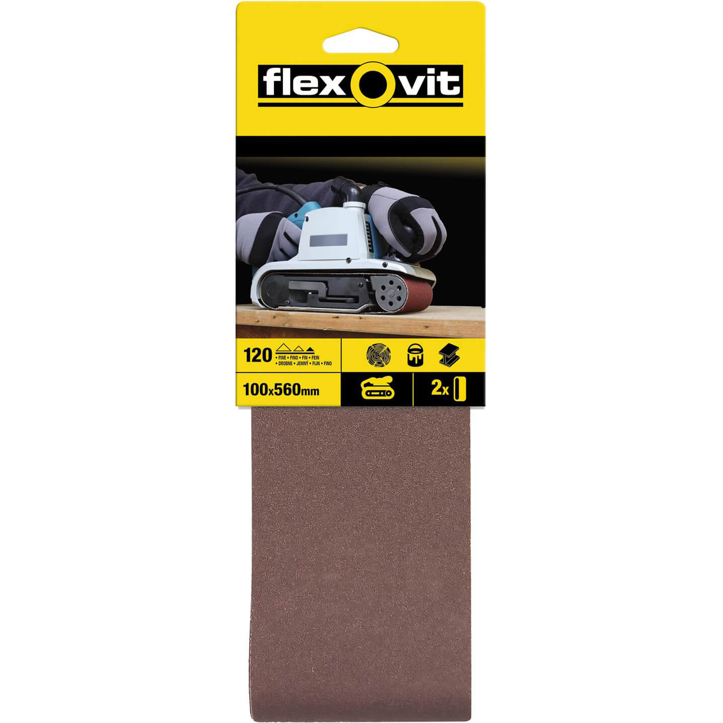 Image of Flexovit Sanding Belts 100 x 560mm 120g Pack of 2