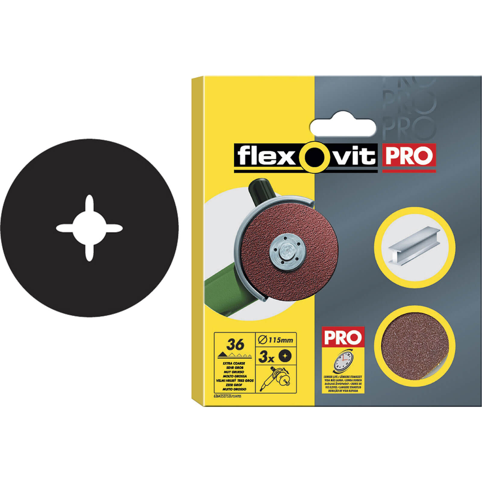 Image of Flexovit Aluminium Oxide Fibre Discs 125mm 80g Pack of 3