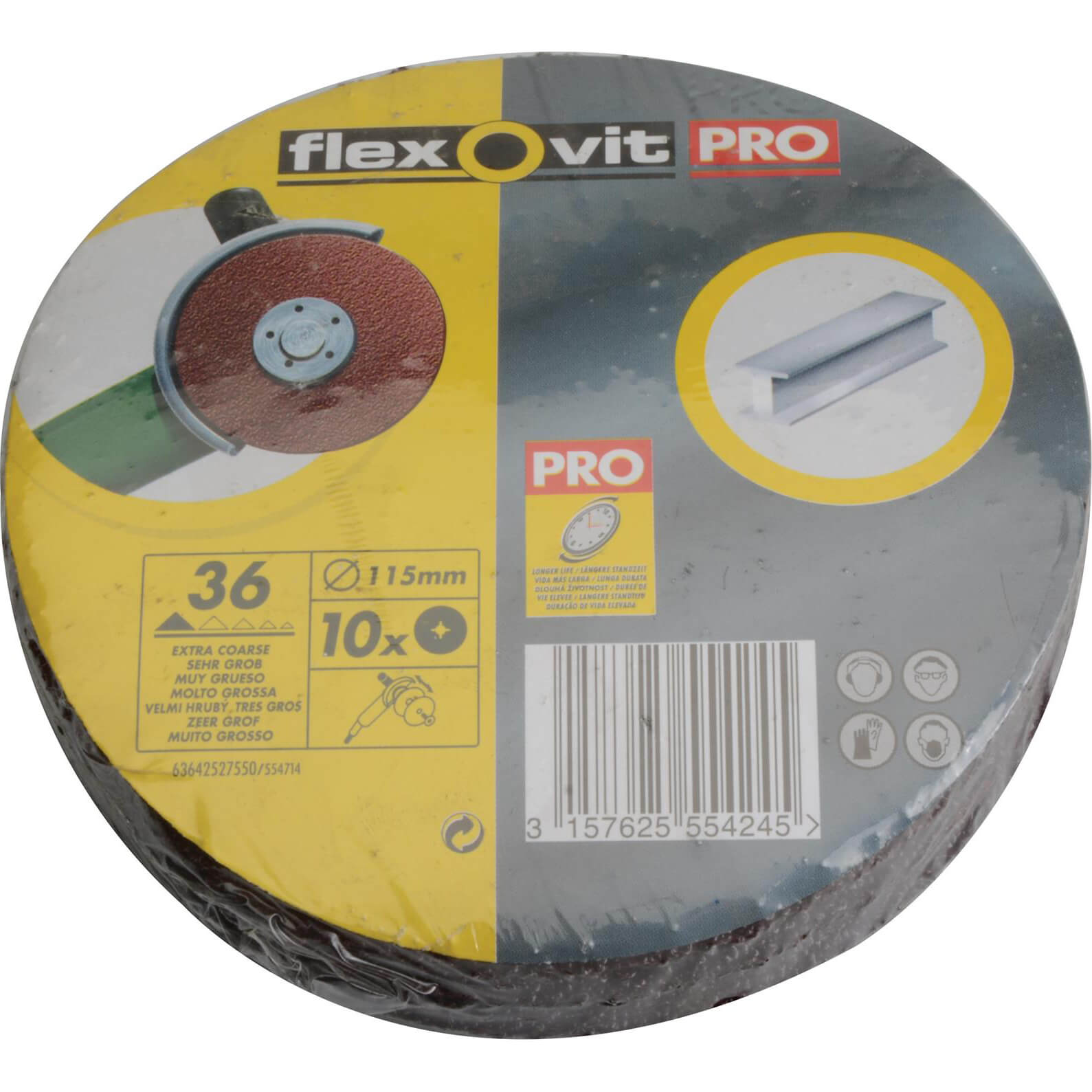 Image of Flexovit Aluminium Oxide Fibre Discs 115mm 36g Pack of 10