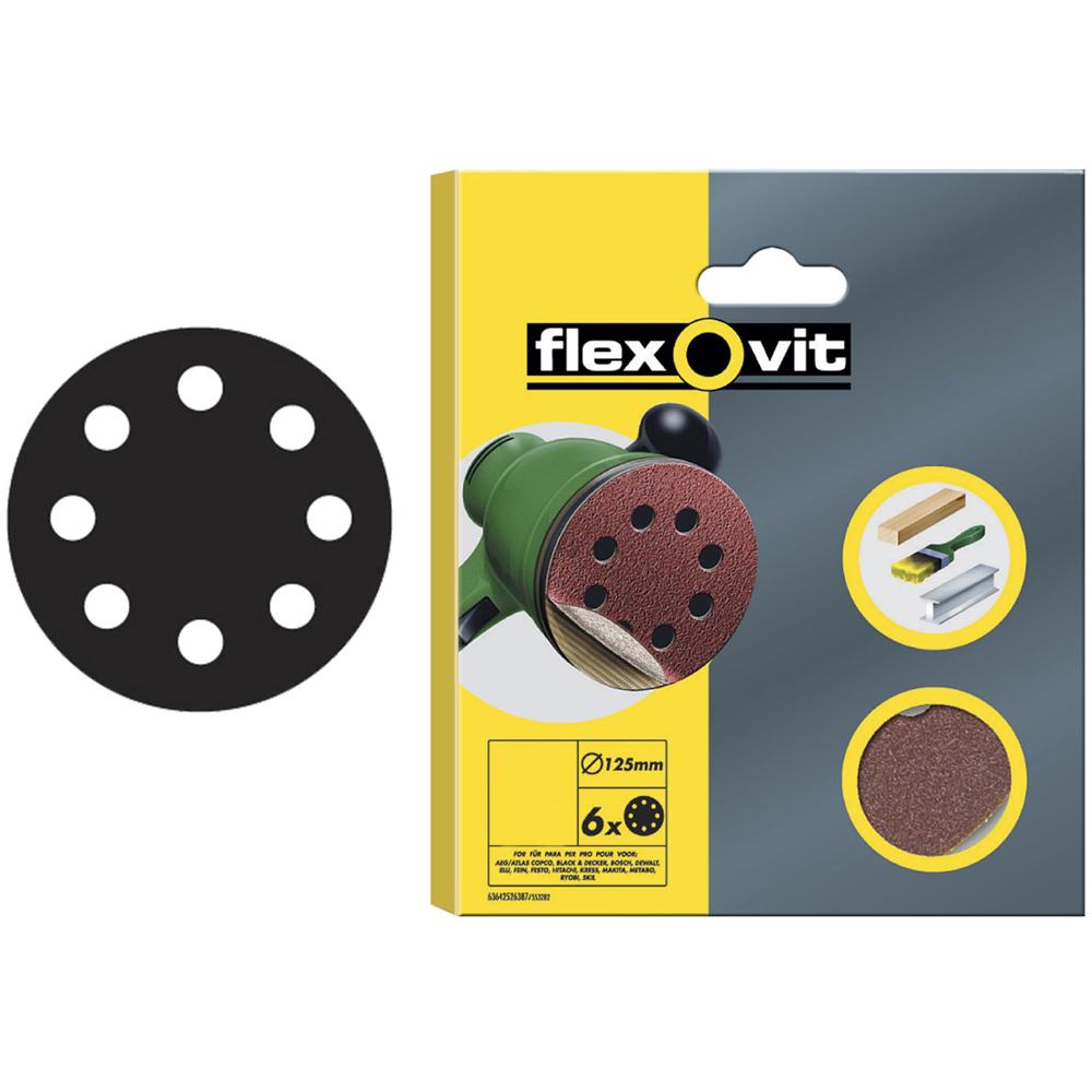 Click to view product details and reviews for Flexovit 125mm Hook And Loop Sanding Discs 125mm 180g Pack Of 6.