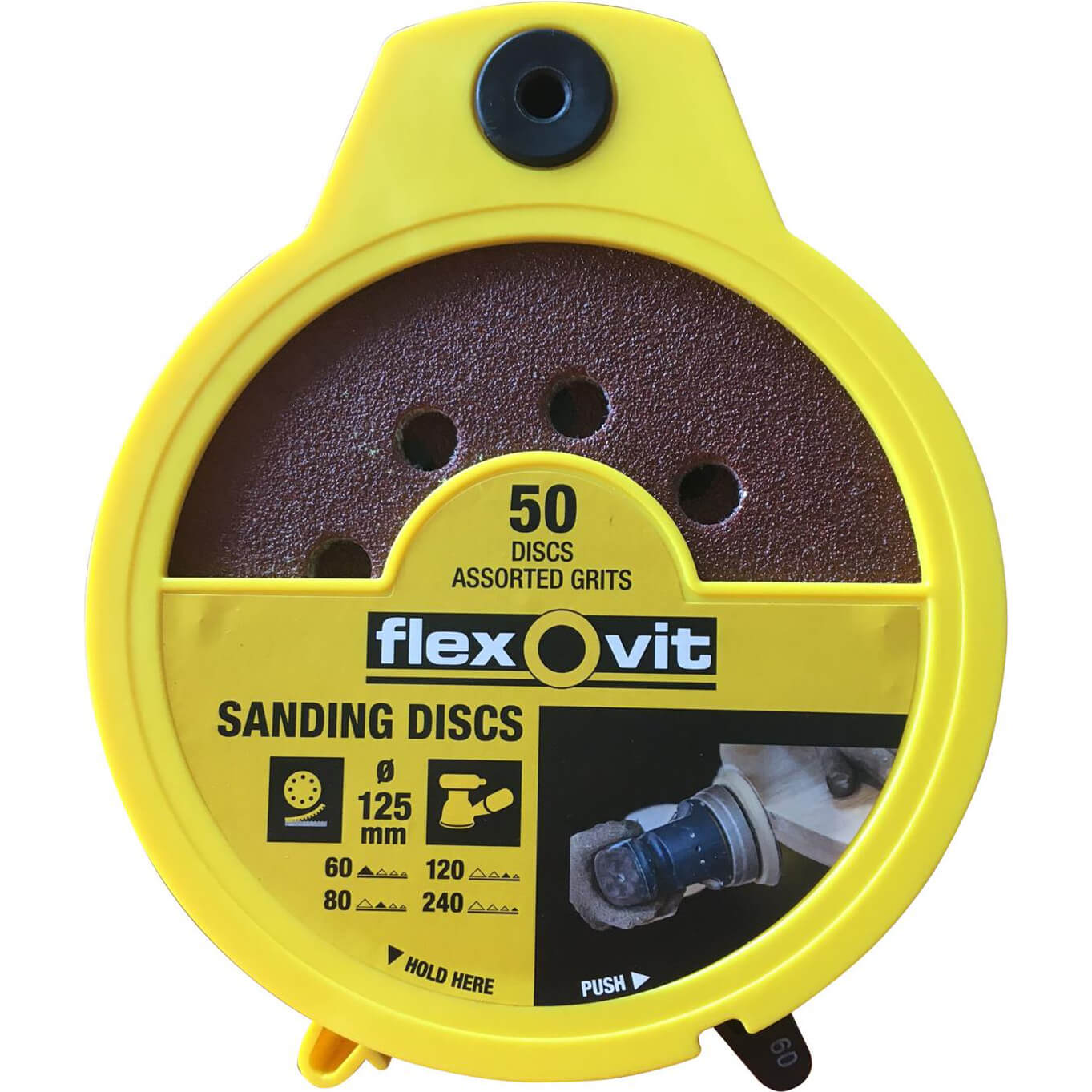 Photos - Abrasive Wheel / Belt Flexovit 125mm Hook and Loop Sanding Disc Dispenser Pack 125mm Assorted Pa 