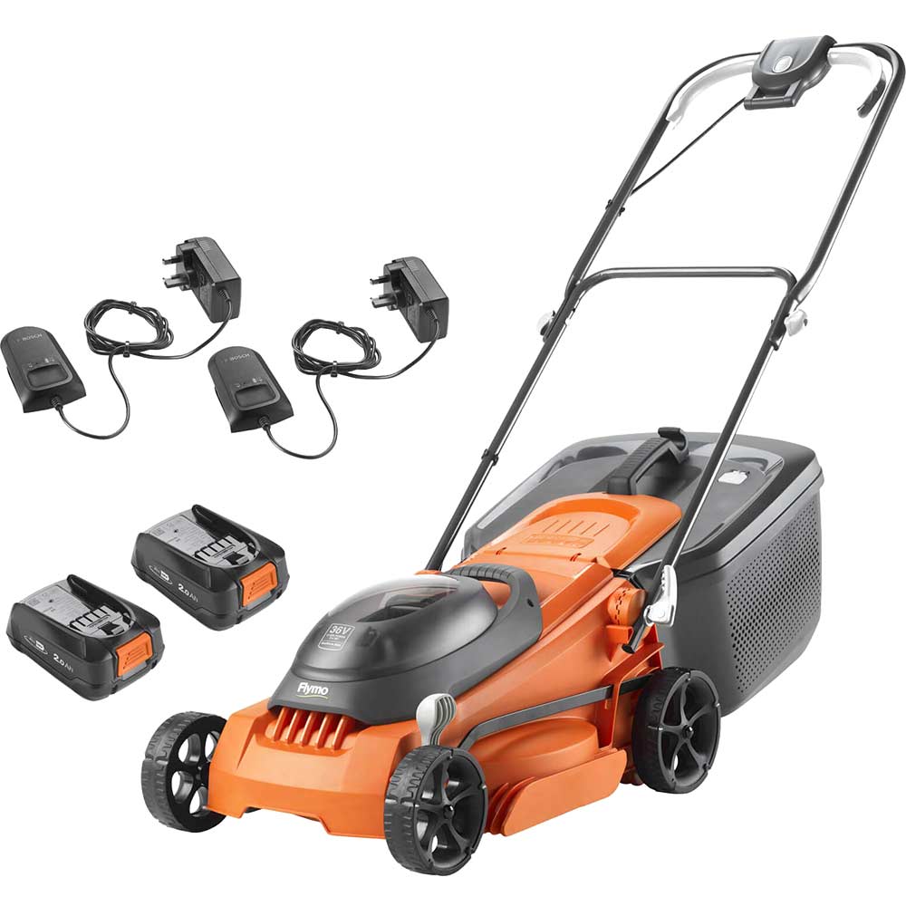 Image of Flymo EASISTORE 380R P4A 36v Cordless Rotary Lawnmower 380mm 2 x 2ah Li-ion Charger