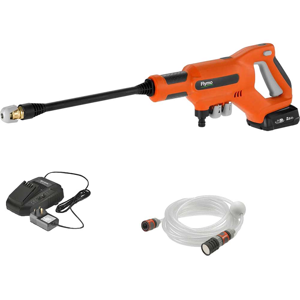 Flymo EASICLEAN LI P4A 18v Cordless Low Pressure Washer 1 x 2ah Li-ion Battery Charger