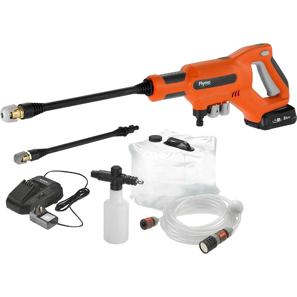 Flymo EASICLEAN LI PLUS P4A 18v Cordless Low Pressure Washer 1 x 2ah Li-ion Battery Charger