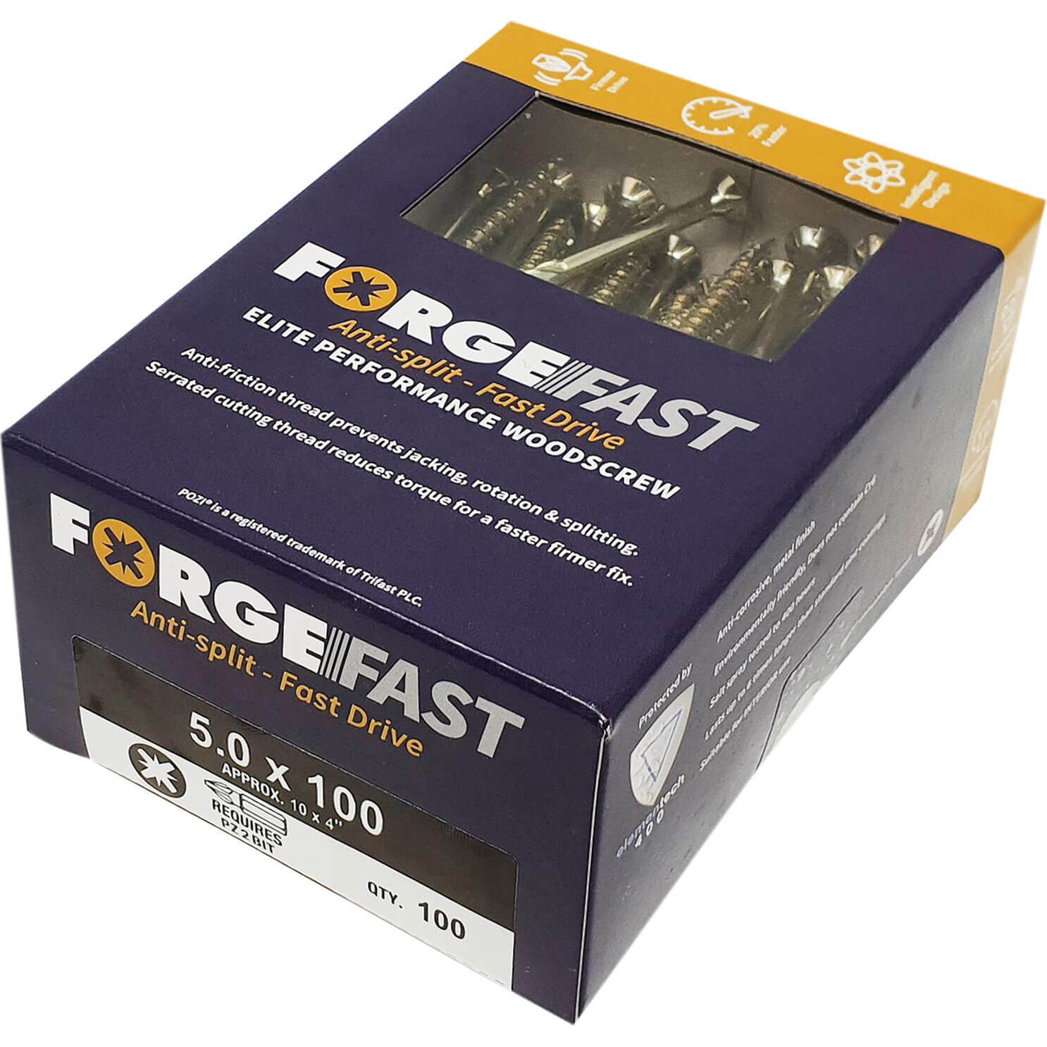 Image of Forgefix Forgefast Pozi Wood Screw 5mm 100mm Pack of 100