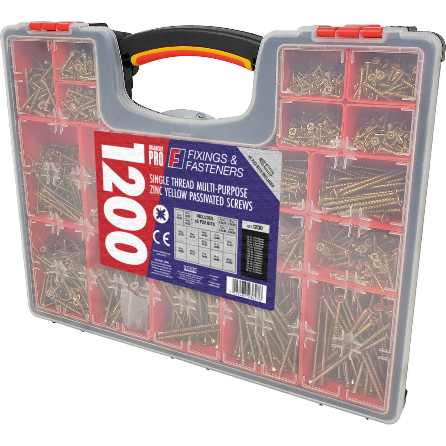 Image of Forgefix Pro Organiser 1200 Piece Assorted Wood Screw Kit