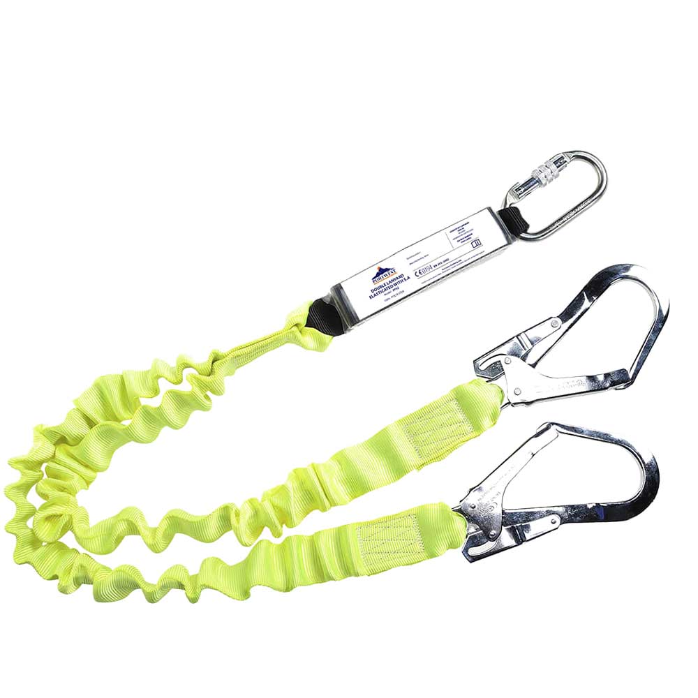 Portwest Shock Absorbing Double Elasticated Lanyard Yellow Pack of 1