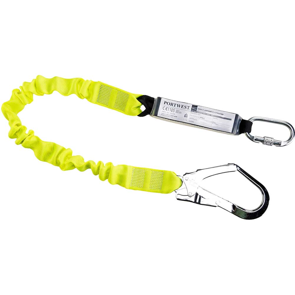 Portwest Shock Absorbing Single Elasticated Lanyard Yellow Pack of 1