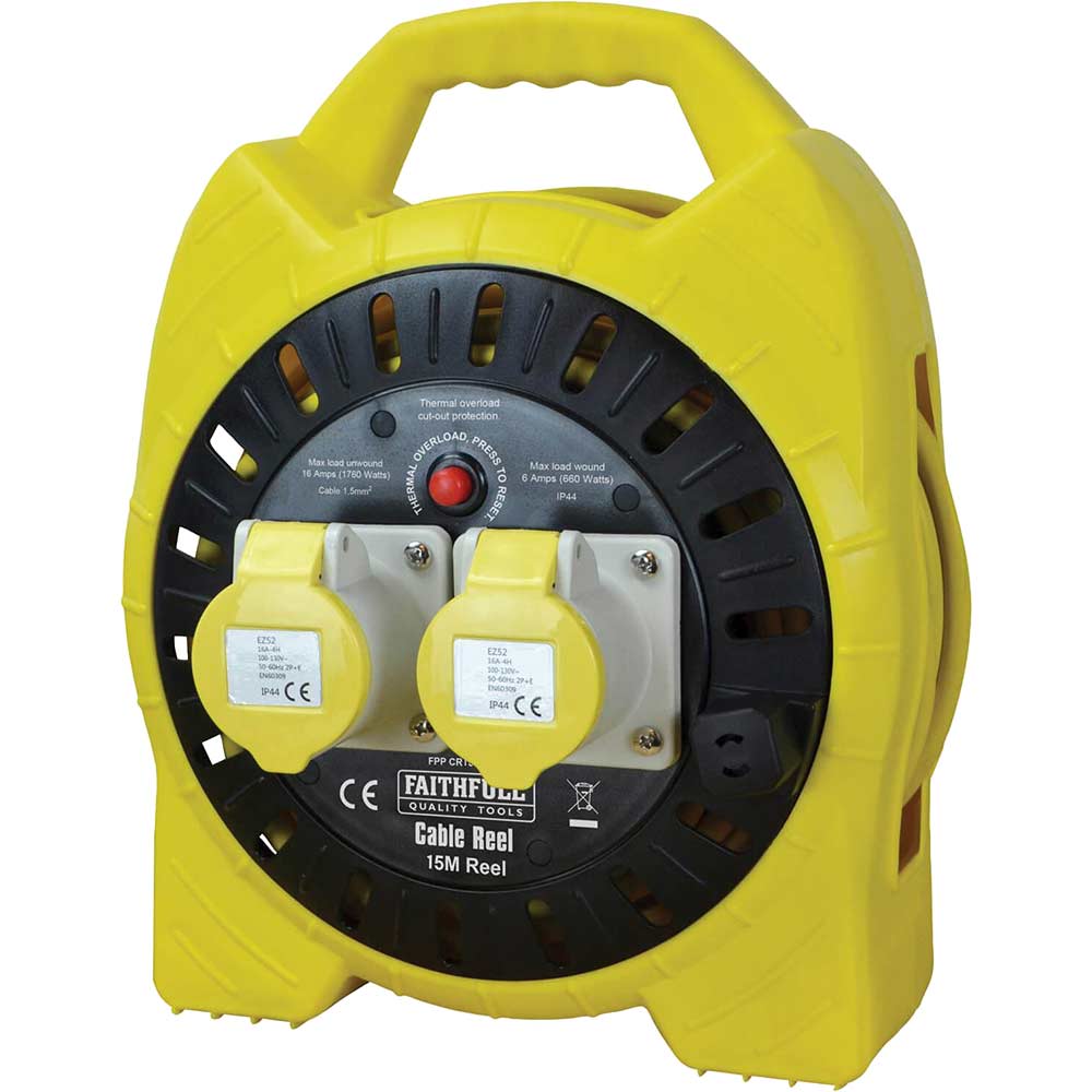 Faithfull Enclosed Cable Reel 110V 15m